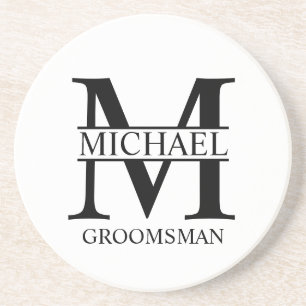 Personalized Groomsman's Name and Monogram Coaster