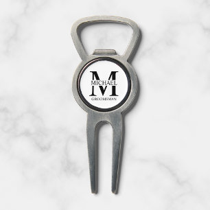Personalized Groomsman's Name and Monogram Divot Tool