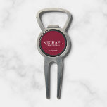 Personalized Groomsman's Name and Monogram Divot Tool<br><div class="desc">Modern Personalized Groomsman Gifts
featuring personalized groomsman's name,  title and wedding date in white classic serif font style on burgundy red background.

Also perfect for Best Man,  Father of the Bride and more.</div>