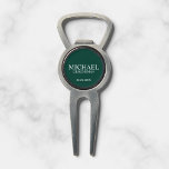 Personalized Groomsman's Name and Monogram Divot Tool<br><div class="desc">Modern Personalized Groomsman Gifts
featuring personalized groomsman's name, title and wedding date in white classic serif font style on emerald green background.
Also perfect for Best Man, Father of the Bride and more.</div>