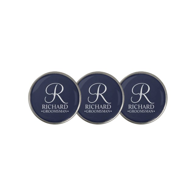Personalized Groomsman's Name and Monogram Golf Ball Marker (3 Up)