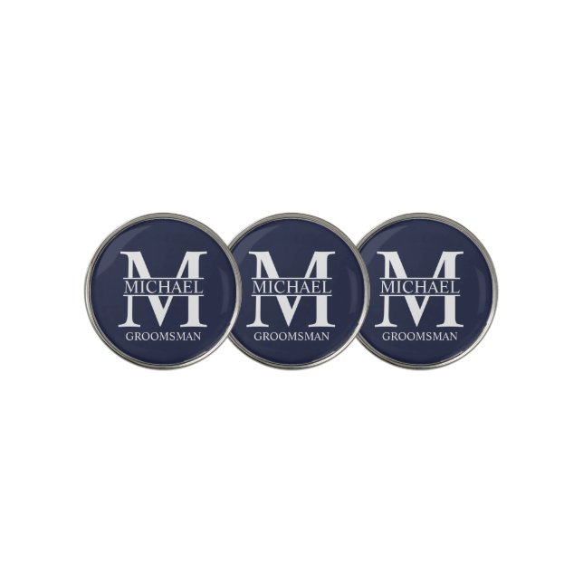 Personalized Groomsman's Name and Monogram Golf Ball Marker (3 Up)