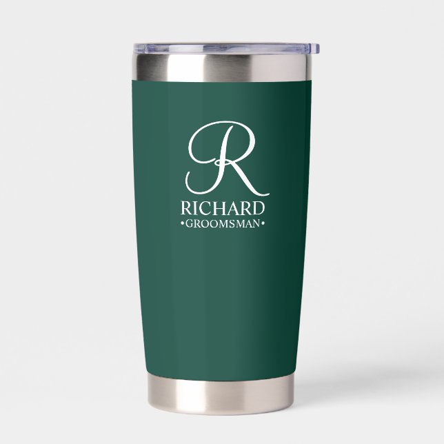 Personalized Groomsman's Name and Monogram Insulated Tumbler (Left)