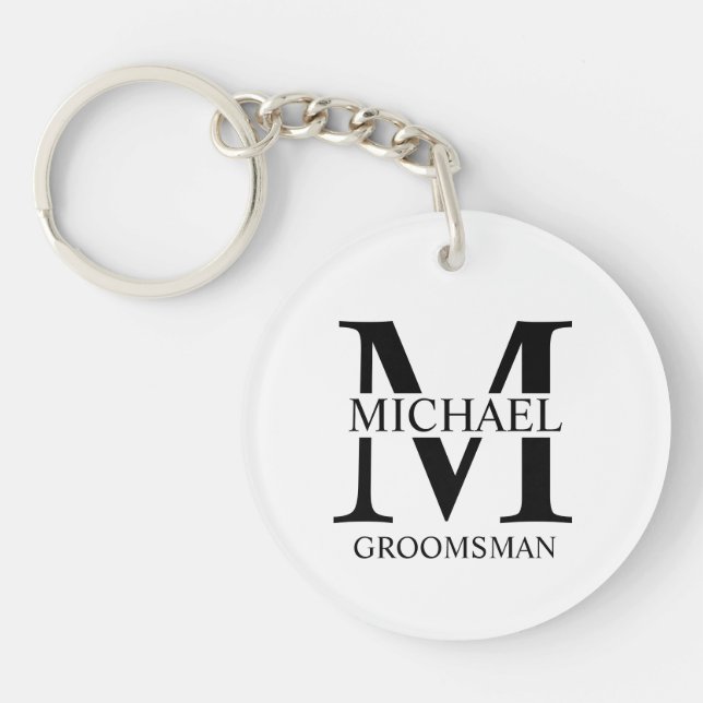 Personalized Groomsman's Name and Monogram Keychain (Front)