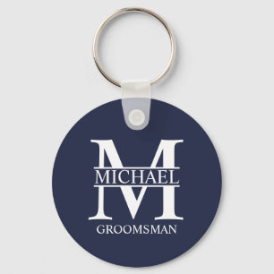 Personalized Groomsman's Name and Monogram Keychain