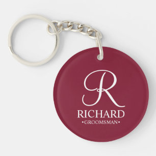 Personalized Groomsman's Name and Monogram Keychain