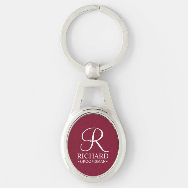 Personalized Groomsman's Name and Monogram Keychain (Front)