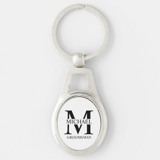 Personalized Groomsman's Name and Monogram Keychain (Front)