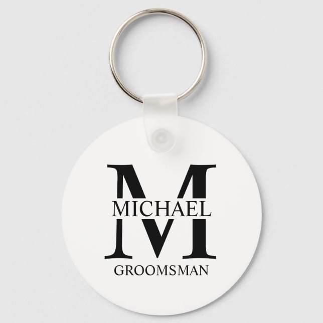 Personalized Groomsman's Name and Monogram Keychain (Front)