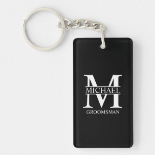 Personalized Groomsman's Name and Monogram Keychain