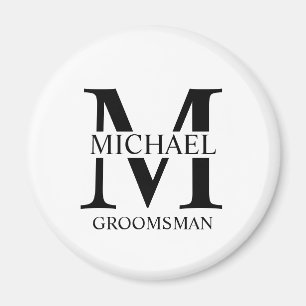 Personalized Groomsman's Name and Monogram Magnet