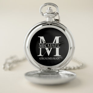Personalized Groomsman's Name and Monogram Pocket Watch