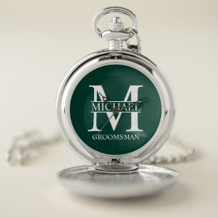 Personalized Groomsman's Name and Monogram Pocket Watch