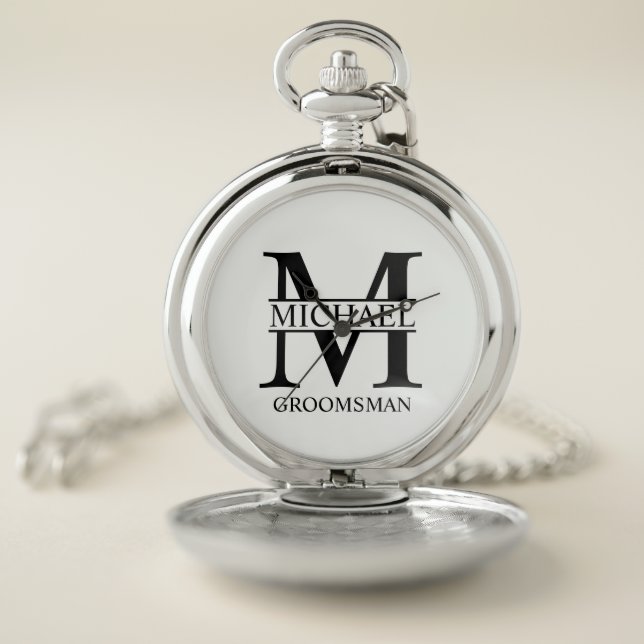 Personalized Groomsman's Name and Monogram Pocket Watch (Inside)