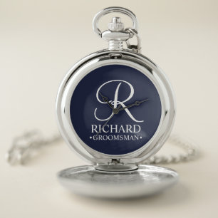 Personalized Groomsman's Name and Monogram Pocket Watch