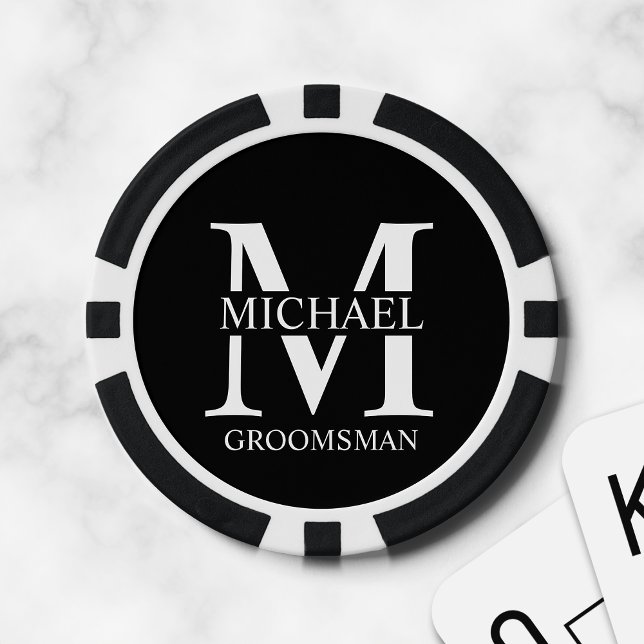 Personalized Groomsman's Name and Monogram Poker Chips (Creator Uploaded)