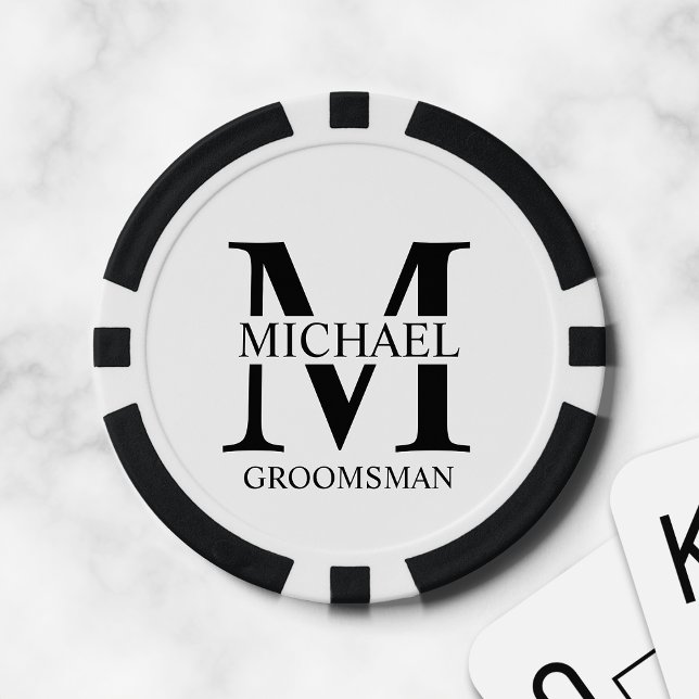 Personalized Groomsman's Name and Monogram Poker Chips (Creator Uploaded)