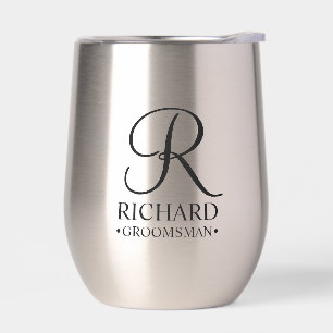 Personalized Groomsman's Name and Monogram Thermal Wine Tumbler