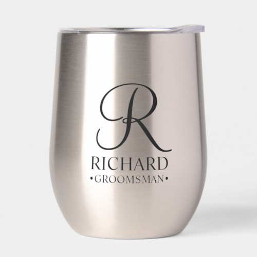 Personalized Groomsmans Name and Monogram Thermal Wine Tumbler