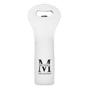 Personalized Groomsman's Name and Monogram Wine Bag