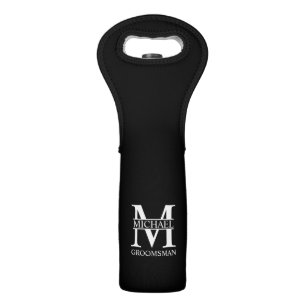 Personalized Groomsman's Name and Monogram Wine Bag