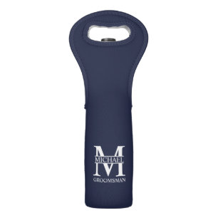 Personalized Groomsman's Name and Monogram Wine Bag