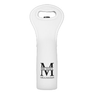 Personalized Groomsman's Name and Monogram Wine Bag