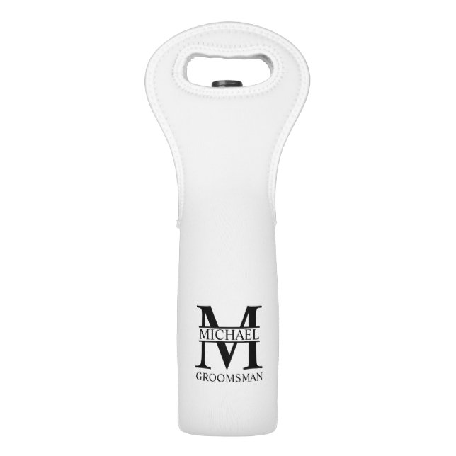 Personalized Groomsman's Name and Monogram Wine Bag (Front)