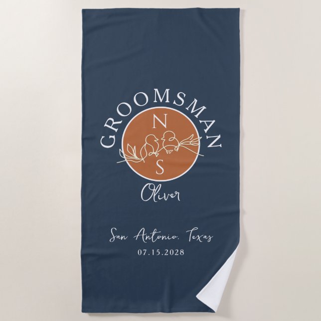 Personalized Groomsmen  Beach Towel (Front)
