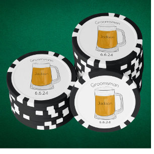 Personalized Groomsmen / Beer Pint Wedding Favor Poker Chips
