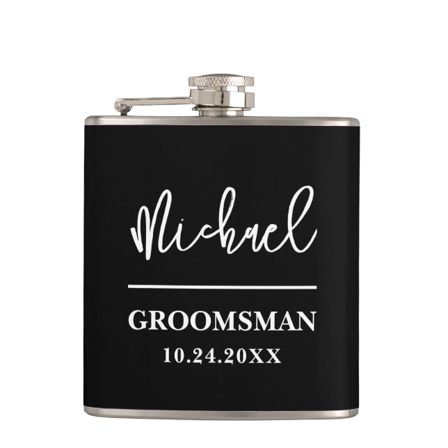 Personalized Groomsmen Best Man Gift Flask (Front)