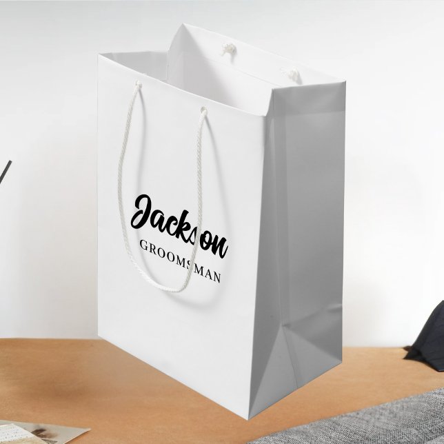 Personalized Groomsmen Best Man Wedding Party Medium Gift Bag (Creator Uploaded)