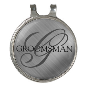Personalized Groomsmen Brushed Silver Golf Hat Clip