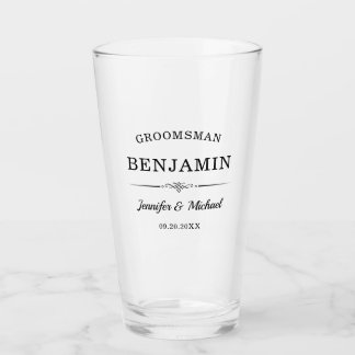 Personalized Groomsmen Gift Elegant Wedding Beer Glass