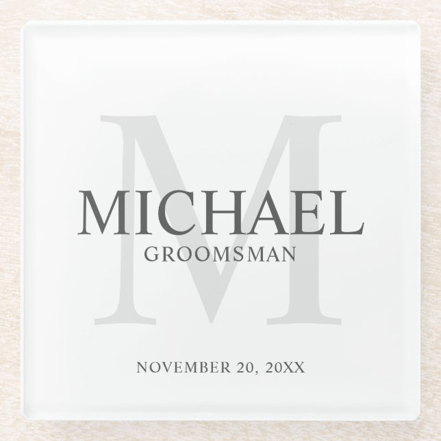 Personalized Groomsmen Glass Coaster (Front)