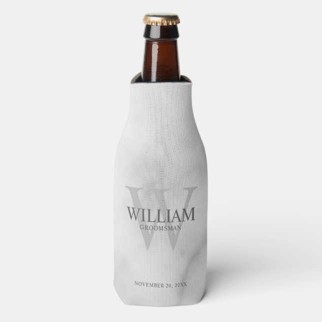 Personalized Groomsmen Monogram & Name Bottle Cooler (Bottle Front)