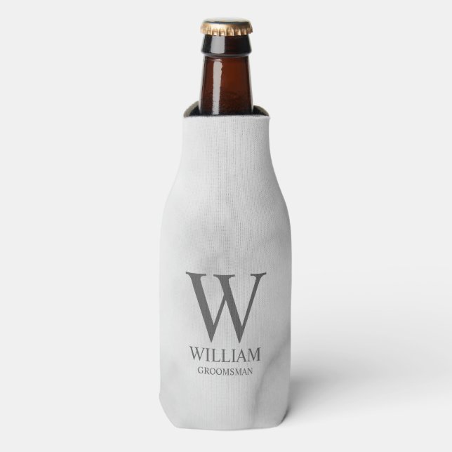 Personalized Groomsmen Monogram & Name Bottle Cooler (Bottle Front)