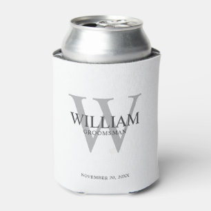 Personalized Groomsmen Monogram & Name Can Cooler