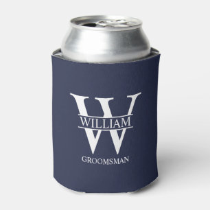 Personalized Groomsmen Monogram & Name Can Cooler