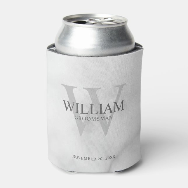 Personalized Groomsmen Monogram & Name Can Cooler (Can Front)