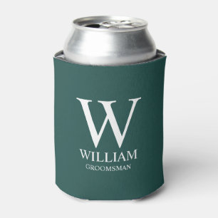 Personalized Groomsmen Monogram & Name Can Cooler