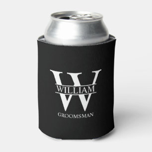 Personalized Groomsmen Monogram & Name Can Cooler