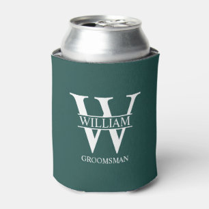 Personalized Groomsmen Monogram & Name Can Cooler