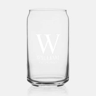 Personalized Groomsmen Monogram & Name Can Glass