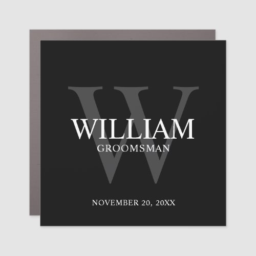 Personalized Groomsmen Monogram & Name Car Magnet