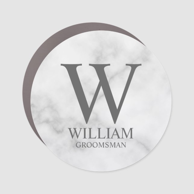 Personalized Groomsmen Monogram & Name Car Magnet (Front)