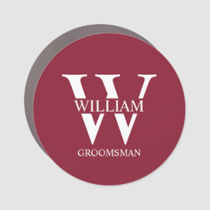Personalized Groomsmen Monogram & Name Car Magnet