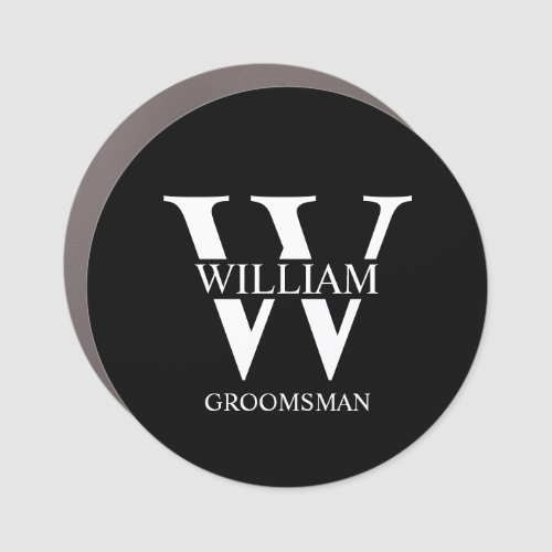 Personalized Groomsmen Monogram & Name Car Magnet