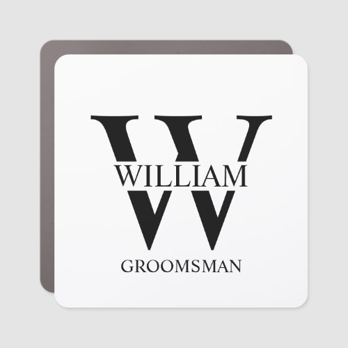 Personalized Groomsmen Monogram & Name Car Magnet