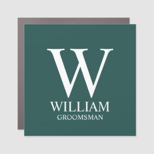 Personalized Groomsmen Monogram & Name Car Magnet